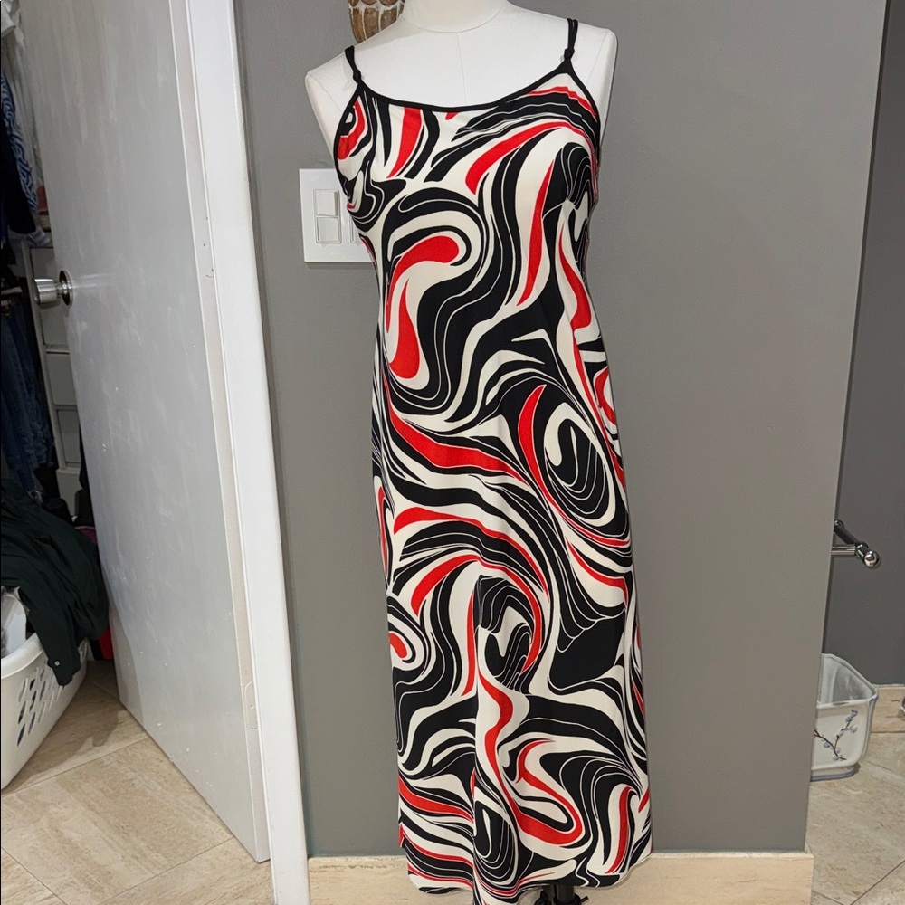Nature Abstract Swirl Slip Maxi Dress